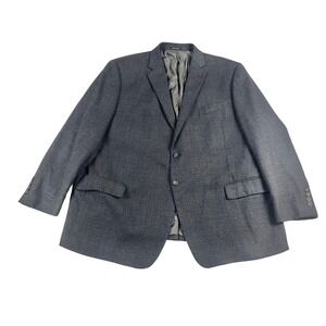 Joseph & Feiss Gold Mens 48 Short Blazer 100% Wool Grey Blue Micro Check Jacket